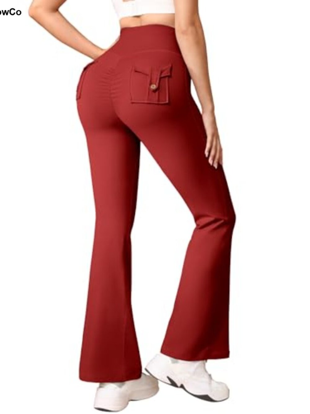 High Waisted Flare Leggings with Pockets Tummy Control Yoga Pants
